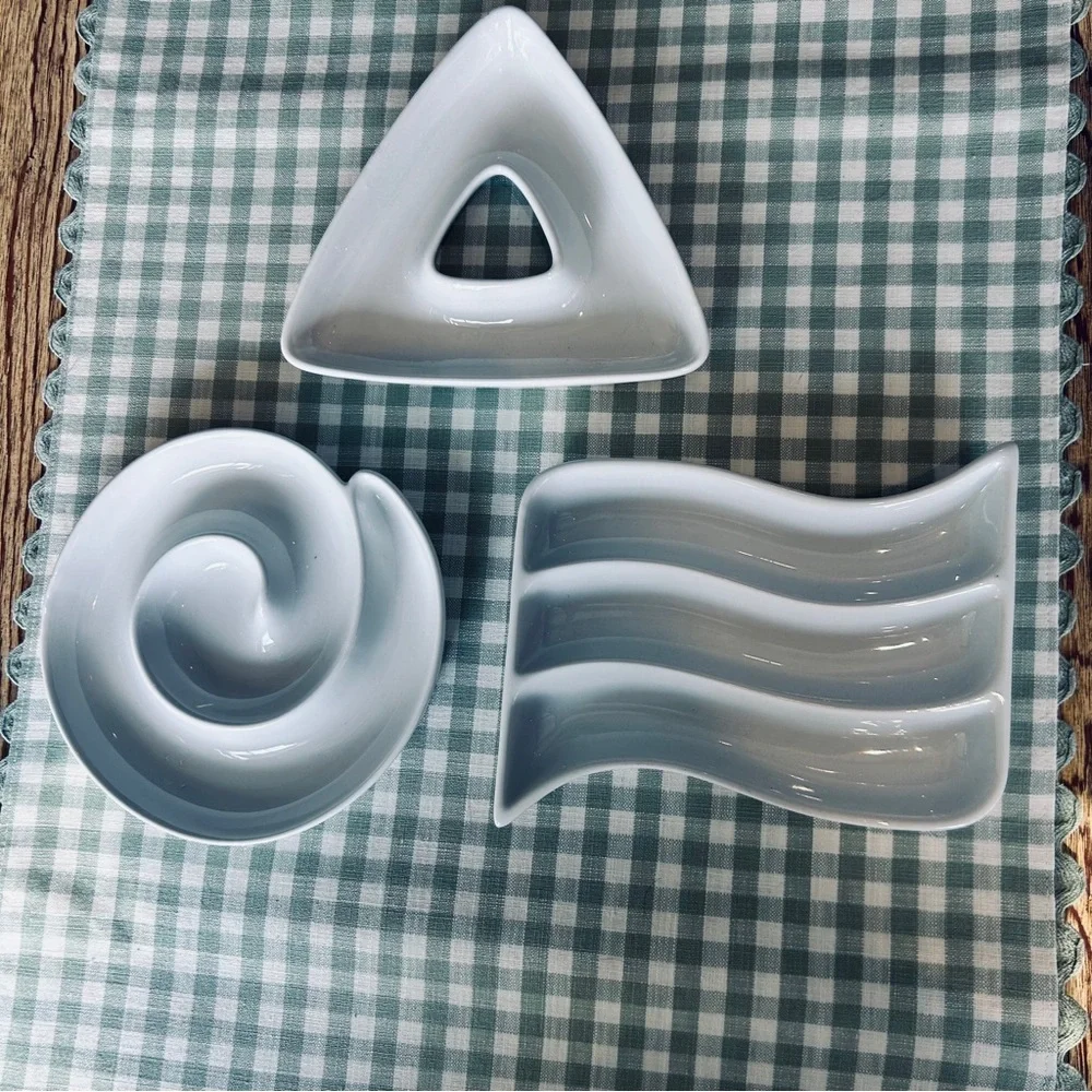 Crate&Barrel White Ceramic Appetizer Dishes - Set of 3
